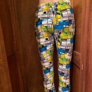 Novelty Leggings- 90's Geometric Neon Print